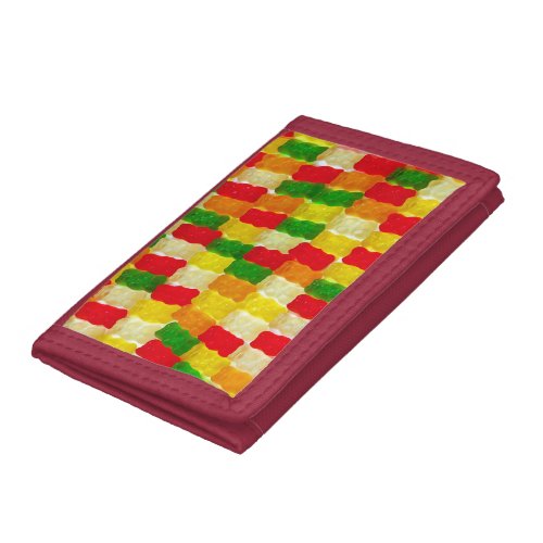 Colorful gummi bear candy trifold wallet