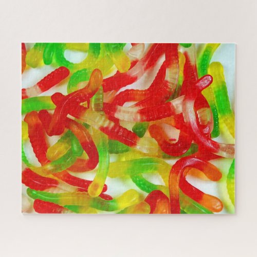 Colorful gummy worm candy jigsaw puzzle