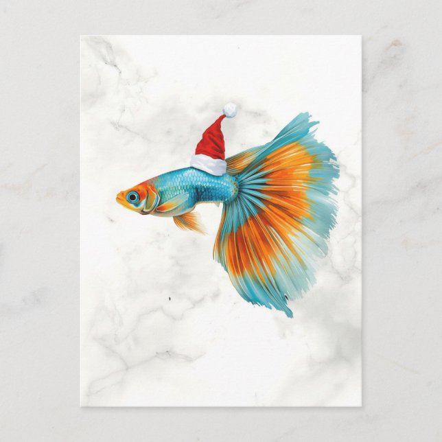 Colorful Guppy Fish Christmas Holiday Postcard (Front)