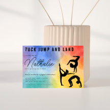 Colorful Gymnastic girl Birthday Party Invitation