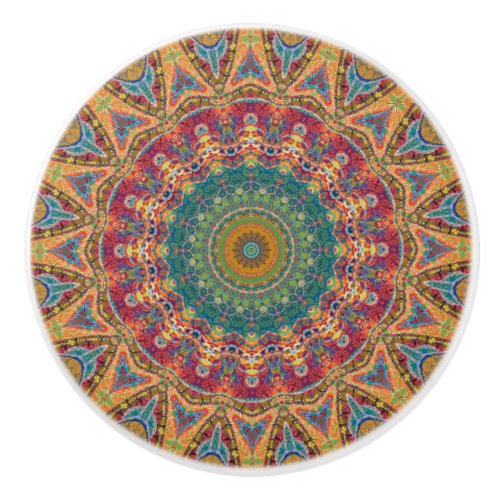 Colorful Gypsy Boho Chic Mandala Ceramic Knob