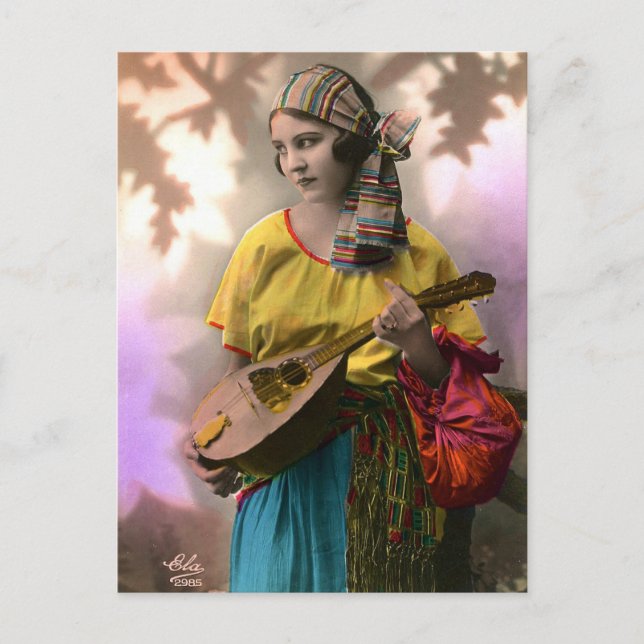 Colorful Gypsy Girl Postcard (Front)
