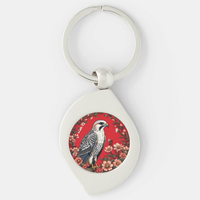 Colorful Gyrfalcon Bird Keychain (Front)