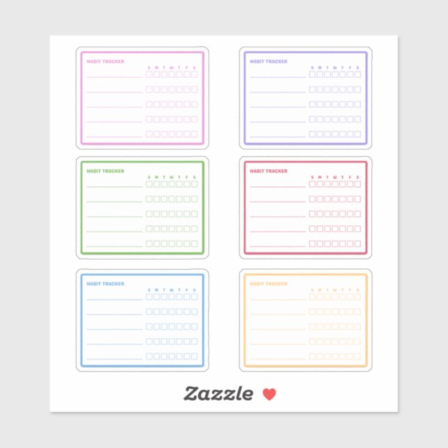 Colorful Habit Tracker Planner Sticker (Sheet)