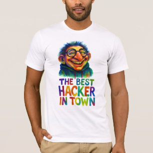 Colorful Hacker Troll – The Best Coder in Town Gif T-Shirt