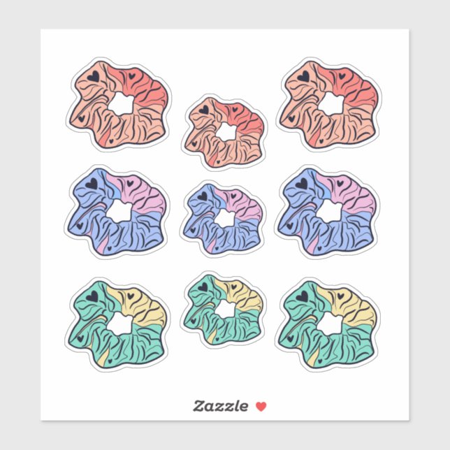 Colorful Hair Piece Tie Sticker (Sheet)
