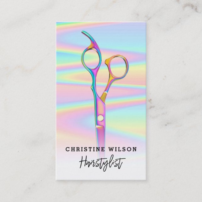 colorful hair scissors logo business card (Front)