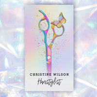 colorful hairdresser scissors and butterfly logo