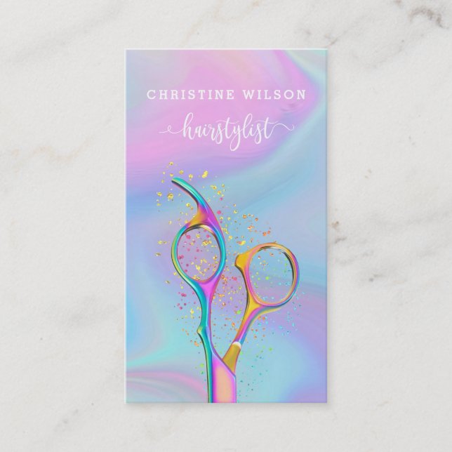 colorful hairdresser scissors business card (Front)