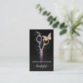 colorful hairdresser scissors butterfly business card (Standing Front)