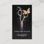 colorful hairdresser scissors butterfly business card (Front)