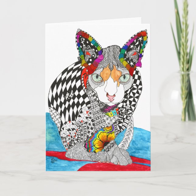 Colorful Hairless Sphynx Cat Greeting Card (Front)