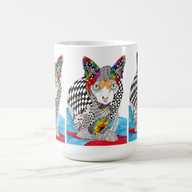 Colorful Hairless Sphynx Cat Mug (Center)
