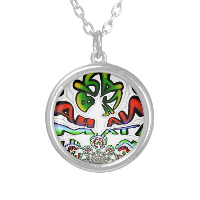 Colorful Hakuna Matata Graffiti Art Print Silver Plated Necklace (Front)