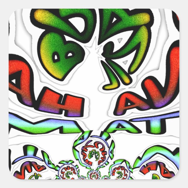 Colorful Hakuna Matata Graffiti Art Print Square Sticker (Front)