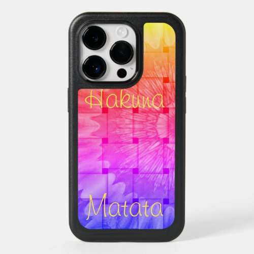 Colorful Hakuna Matata Woven Rainbow Art  design OtterBox iPhone 14 Pro Case