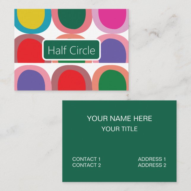 Colorful Half Circle Geometric Business Card (Front/Back)