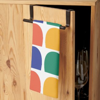 Colorful Half Circle Geometric Kitchen Towel