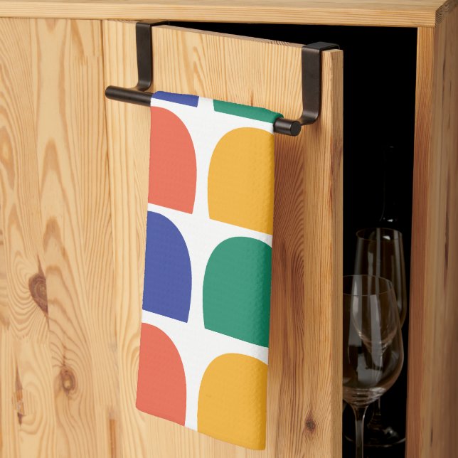 Colorful Half Circle Geometric Kitchen Towel (Thirds Fold)