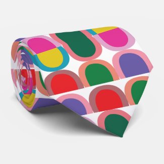 Colorful Half Circle Geometric Neck Tie