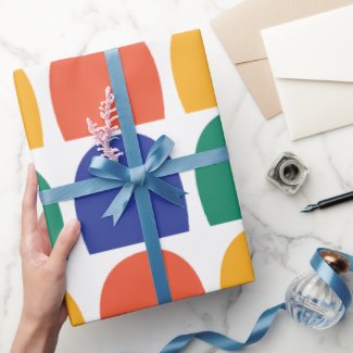 Colorful Half Circle Geometric Wrapping Paper
