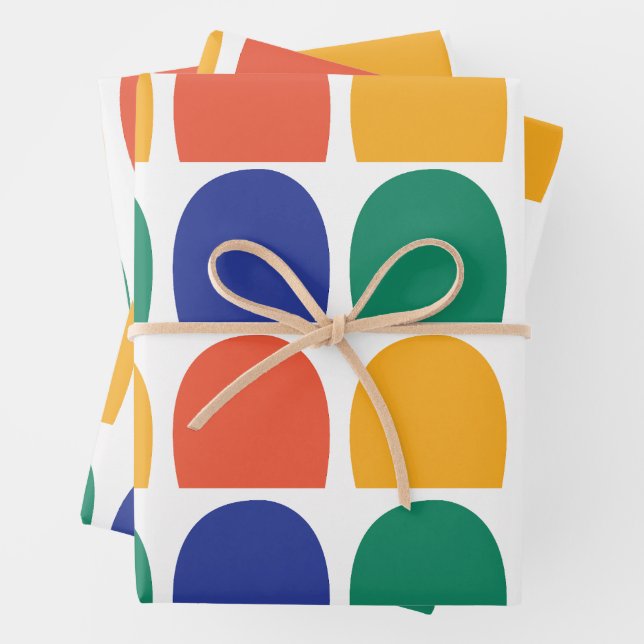 Colorful Half Circle Geometric Wrapping Paper Sheets (In situ)