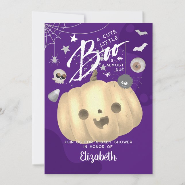 Colorful Halloween Baby Shower Boo Purple Themed Invitation (Front)