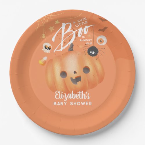 Colorful Halloween Baby Shower Boo Themed Paper Plates
