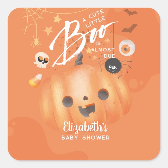 Colorful Halloween Baby Shower Boo Themed Square Sticker (Front)