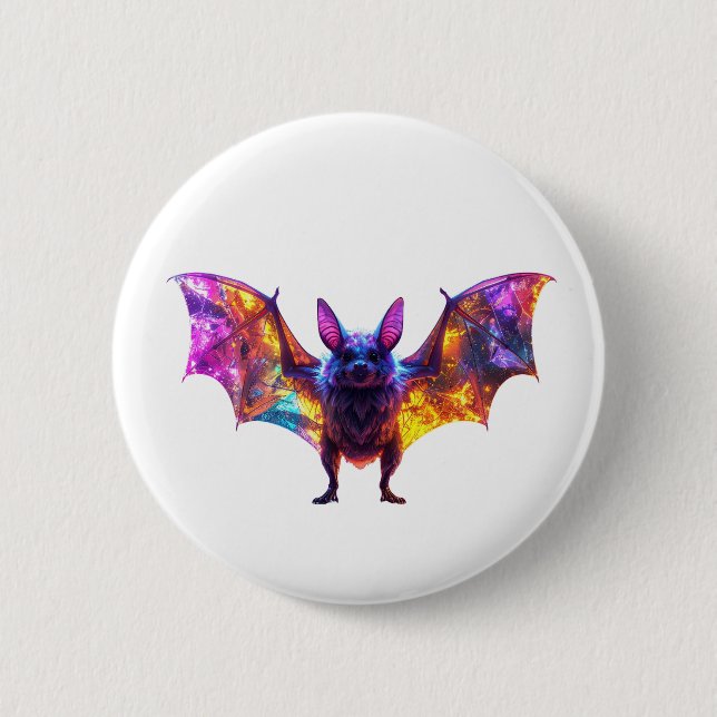 Colorful Halloween Bat Button (Front)