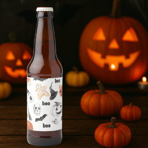 Colorful Halloween Beer Label   Scary Cute Pattern