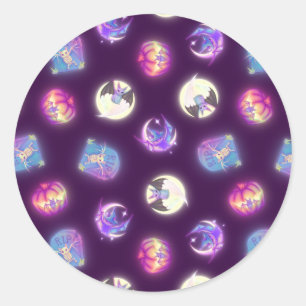 Colorful Halloween Cute Bats Drawing Pattern Classic Round Sticker