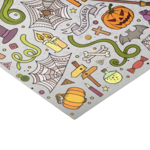 Colorful Halloween Doodles Objects Pattern Tissue Paper