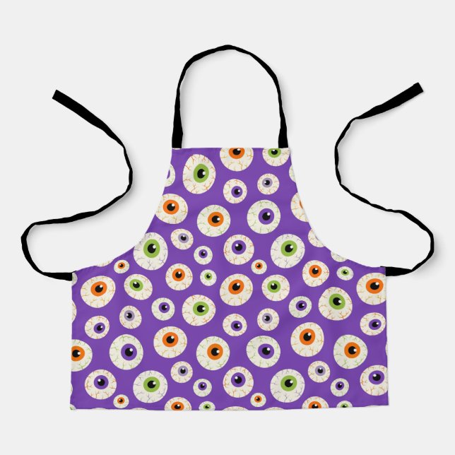 Colorful Halloween Eyeballs Pattern Apron (Front)