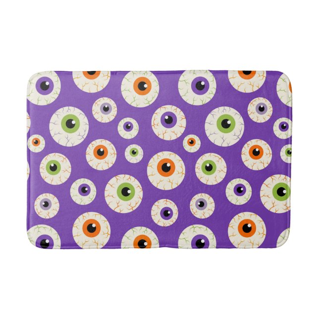 Colorful Halloween Eyeballs Pattern Bath Mat (Front)