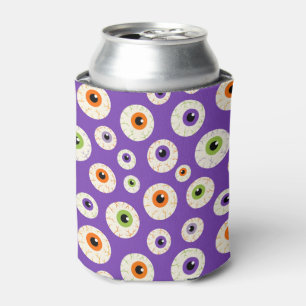 Colorful Halloween Eyeballs Pattern Can Cooler
