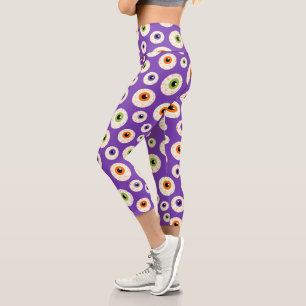Colorful Halloween Eyeballs Pattern Capri Leggings