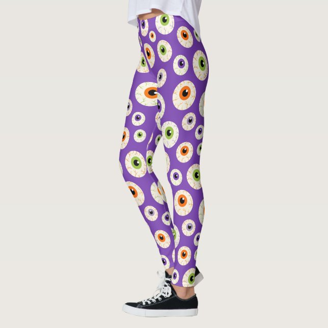 Colorful Halloween Eyeballs Pattern Leggings (Left)