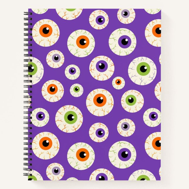 Colorful Halloween Eyeballs Pattern Notebook (Front)