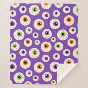 Colorful Halloween Eyeballs Pattern Sherpa Blanket