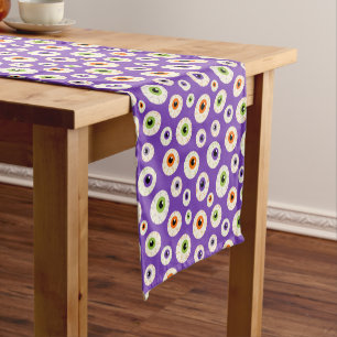 Colorful Halloween Eyeballs Pattern Short Table Runner