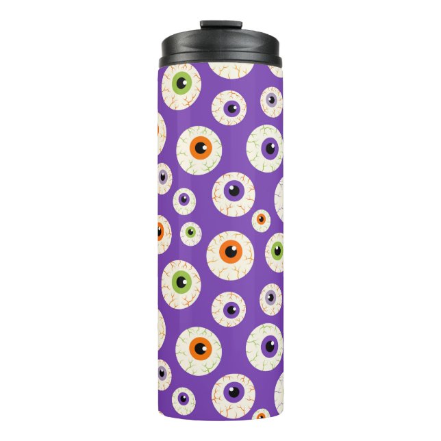 Colorful Halloween Eyeballs Pattern Thermal Tumbler (Front)