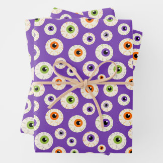 Colorful Halloween Eyeballs Pattern Wrapping Paper Sheets