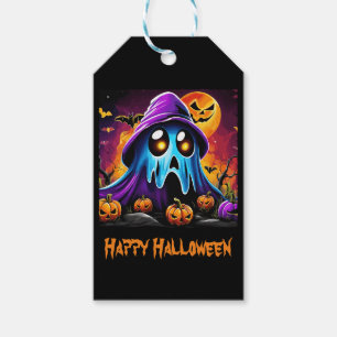 Colorful Halloween Ghost Pumpkin Happy Halloween Gift Tags