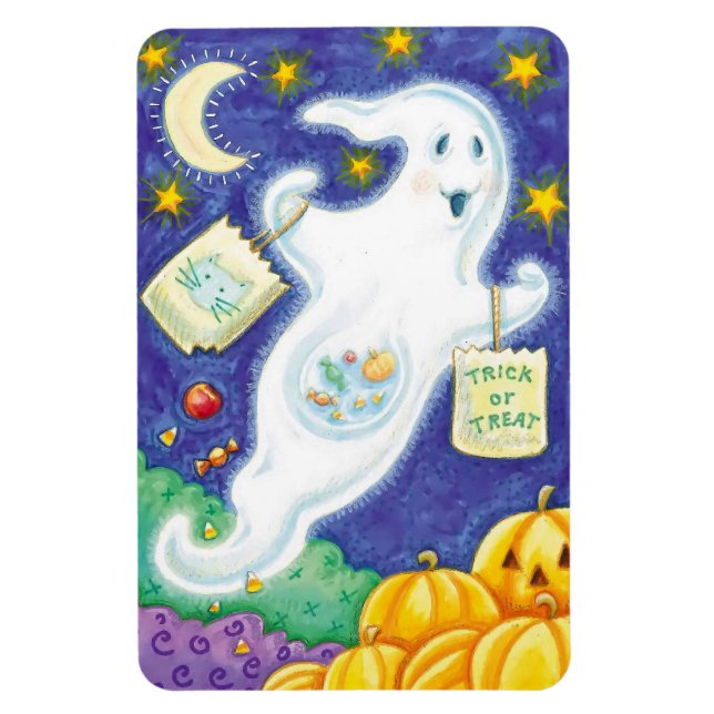 Colorful Halloween Magnet with Halloween Ghost (Vertical)