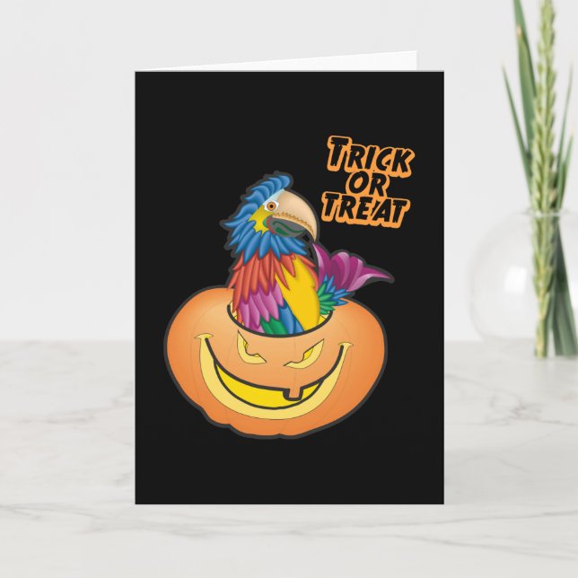 Colorful Halloween Parrot Card (Front)