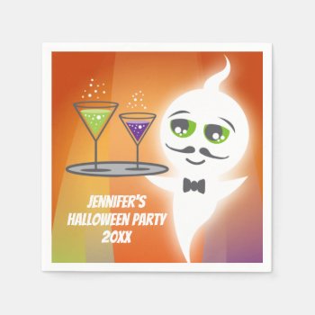 Colorful Halloween Party Ghost Waiter  Napkins by nyxxie at Zazzle