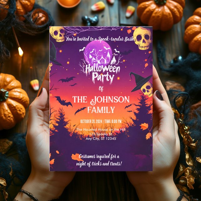 Colorful Halloween Party Invitation for Family Cel (Creator Uploaded)