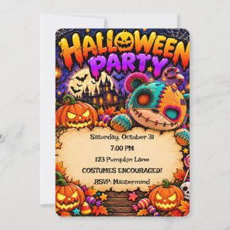 Colorful Halloween Party Invitation with Pumpkins
