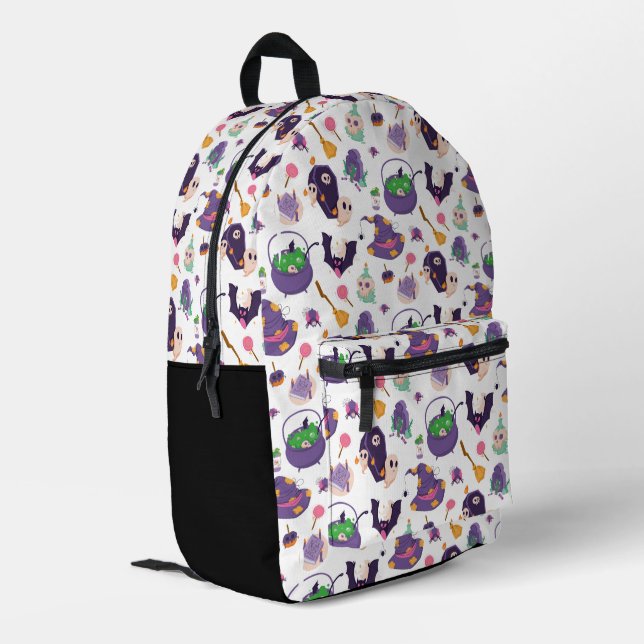 Colorful Halloween Pattern Printed Backpack (Back Corner Left)